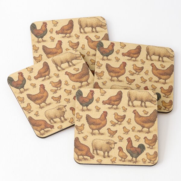 Item preview, Vintage Farm Animal Pattern Folk Art Cottagecore designed and sold by MiLaKK.