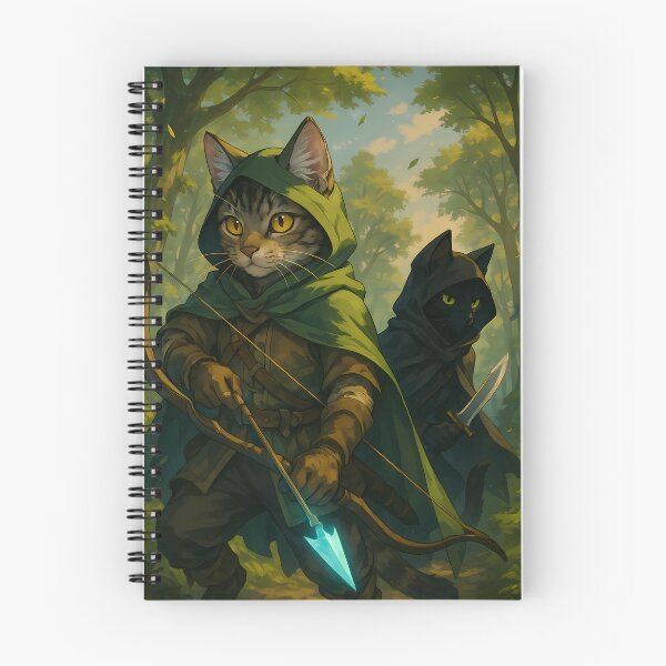 Item preview, Ranger Cat and Shadow Assassin in Forest designed and sold by Crain Fantasy Art.