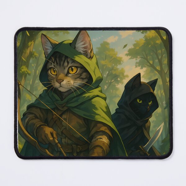 Item preview, Ranger Cat and Shadow Assassin in Forest designed and sold by Crain Fantasy Art.