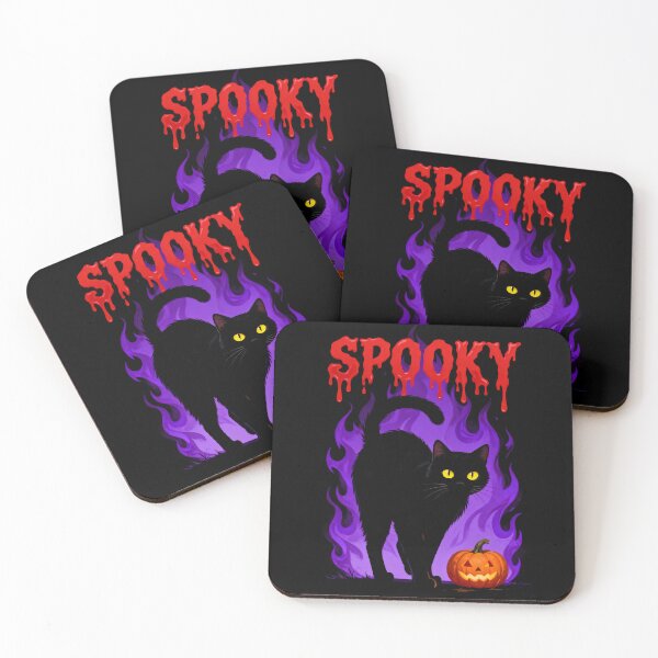 Item preview, Spooky Cat Halloween – Flaming Feline & Pumpkin Art designed and sold by El Hermano Gym.