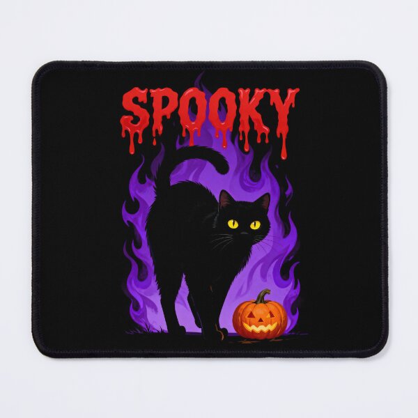 Item preview, Spooky Cat Halloween – Flaming Feline & Pumpkin Art designed and sold by El Hermano Gym.