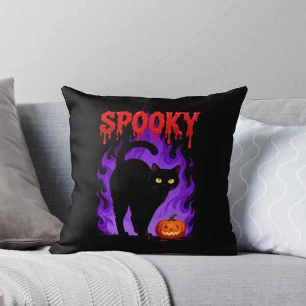 Item preview, Spooky Cat Halloween – Flaming Feline & Pumpkin Art designed and sold by El Hermano Gym.