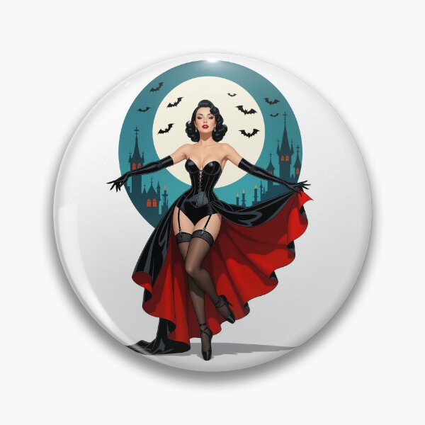 Item preview, Vintage Vampire Pinup – Retro Halloween Art designed and sold by Lightning-Lace.