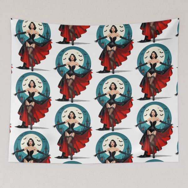 Item preview, Vintage Vampire Pinup – Retro Halloween Art designed and sold by Lightning-Lace.