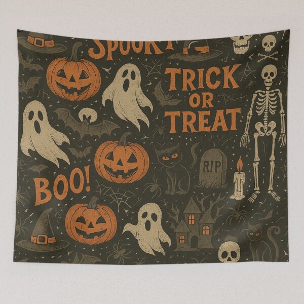 Item preview, Spooky Words & Ghouls – Halloween All-Over Typography Print designed and sold by getpressedshirt.