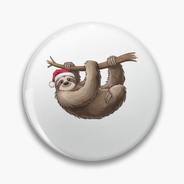 Item preview, Modern Trendy christmas sloth hanging from a tree branch Santa Hat Claus designed and sold by SOUFIANE1991.