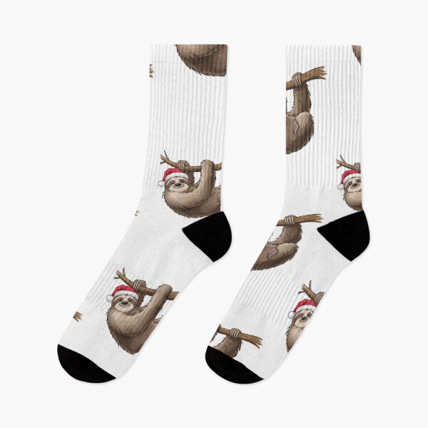 Item preview, Modern Trendy christmas sloth hanging from a tree branch Santa Hat Claus designed and sold by SOUFIANE1991.