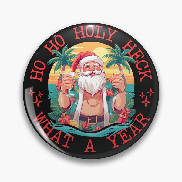 Item preview, Ho Ho HOLY HECK - What A Year | Santa with Tropical Cocktail | Fun Christmas Vacation Art designed and sold by Sun Sand & Sea Art.