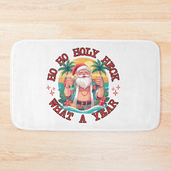 Item preview, Ho Ho HOLY HECK - What A Year | Santa with Tropical Cocktail | Fun Christmas Vacation Art designed and sold by Sun Sand & Sea Art.