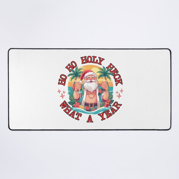 Item preview, Ho Ho HOLY HECK - What A Year | Santa with Tropical Cocktail | Fun Christmas Vacation Art designed and sold by Sun Sand & Sea Art.
