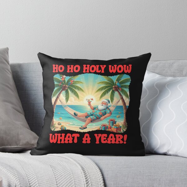 Item preview, Ho Ho HOLY WOW - What A Year | Tropical Santa with Beach Drink | Beach Christmas Art designed and sold by Sun Sand & Sea Art.