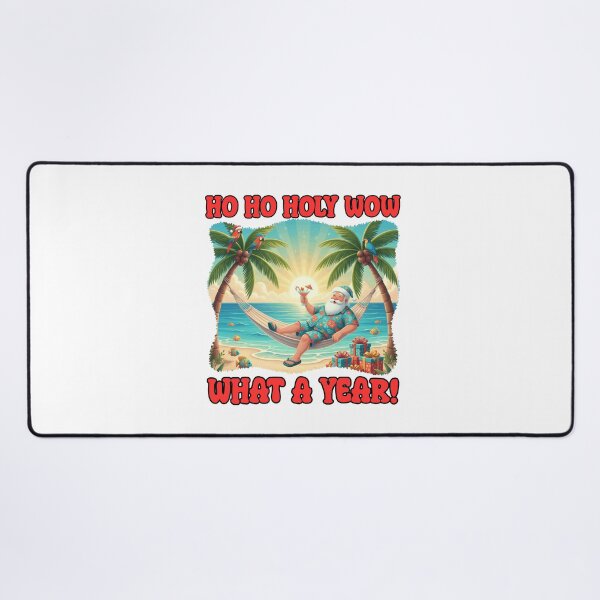 Item preview, Ho Ho HOLY WOW - What A Year | Tropical Santa with Beach Drink | Beach Christmas Art designed and sold by Sun Sand & Sea Art.