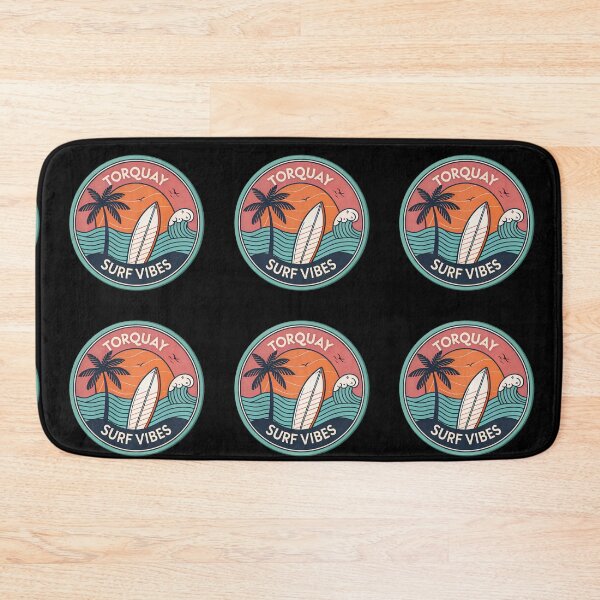 Item preview, Torquay Surf Vibes Retro Badge — Sunset Palm Tree & Surfboard Sticker designed and sold by VividOrganica.