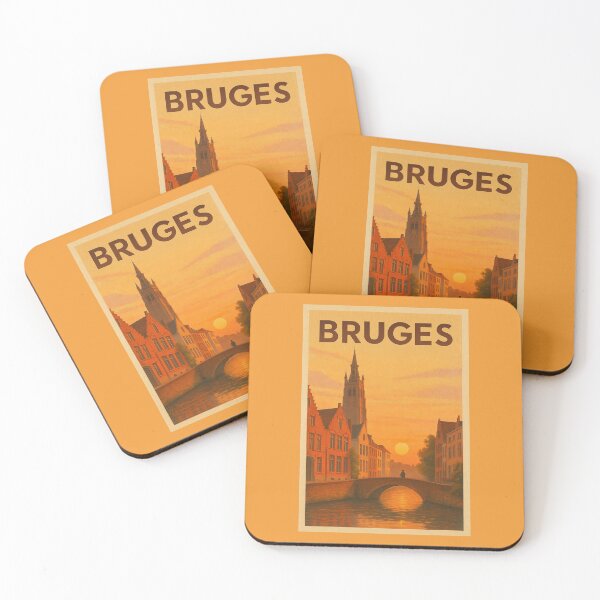 Item preview, Bruges Belgium Travel Art – Sunset over Canals and Historic Architecture designed and sold by Annika Shurafa.