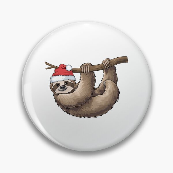 Item preview, Modern Trendy christmas sloth hanging from a tree branch Santa Hat Claus designed and sold by SOUFIANE1991.