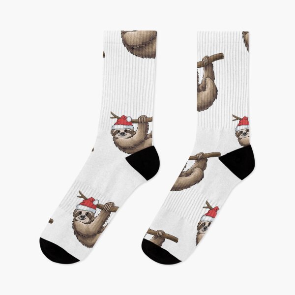 Item preview, Modern Trendy christmas sloth hanging from a tree branch Santa Hat Claus designed and sold by SOUFIANE1991.