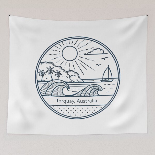 Item preview, Torquay Australia Minimal Line Art  — Coastal Silhouette & Sailboat Design designed and sold by VividOrganica.