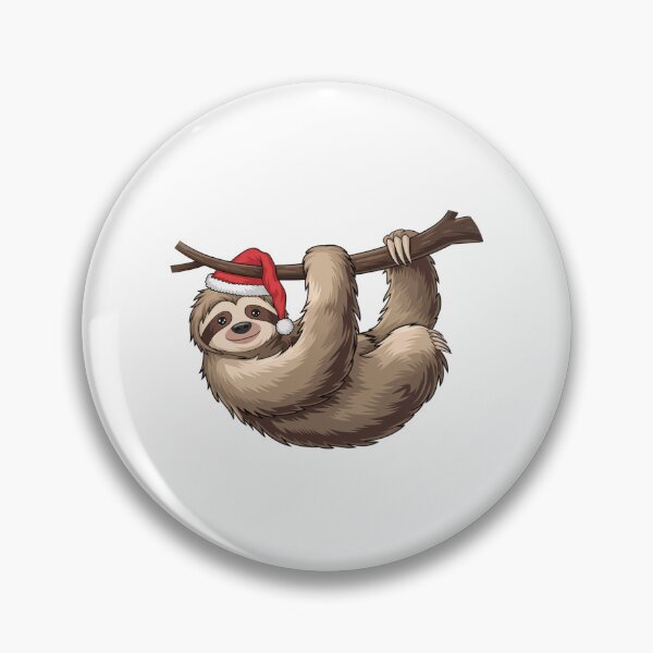 Item preview, Modern Trendy christmas sloth hanging from a tree branch Santa Hat Claus designed and sold by SOUFIANE1991.