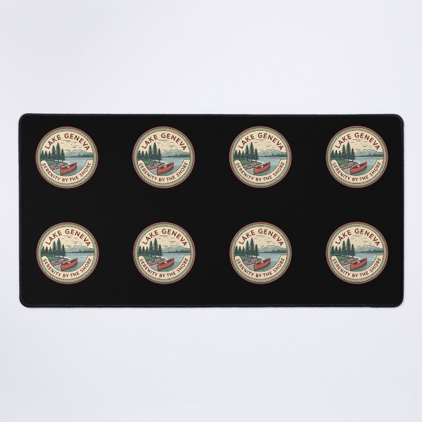 Item preview, Lake Geneva Vintage Badge – Retro Canoe & Pine Forest Design for Outdoor Lovers designed and sold by VividOrganica.
