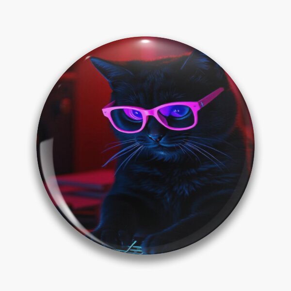 Item preview, Adorable black cat with glasses coding on laptop designed and sold by Artshopprivate.