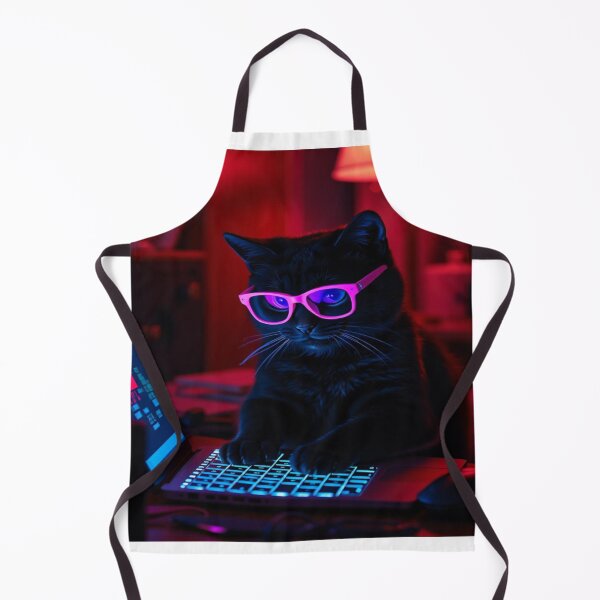 Item preview, Adorable black cat with glasses coding on laptop designed and sold by Artshopprivate.