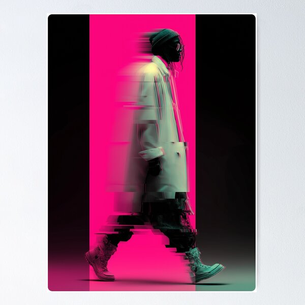 Item preview, Neon Glitch Pixel Sorting Walking Figure designed and sold by TheColorKey.
