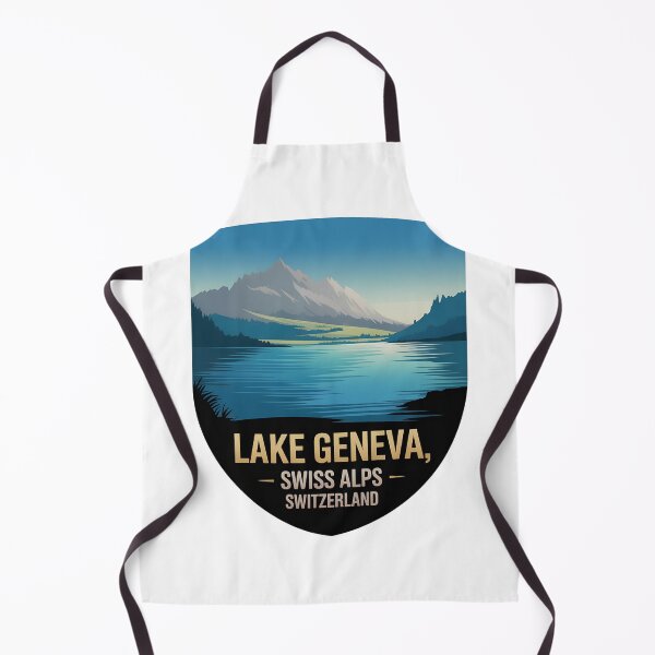 Artikelvorschau, Genfersee Schweiz Schild – Vintage Reisedesign mit Schweizer Alpenlandschaft entworfen und verkauft von VividOrganica.
