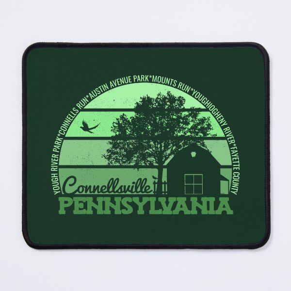 Aperçu de l'œuvre Logo rétro vintage de la fierté locale de Connellsville, Pennsylvanie, coucher de soleil créée et vendue par CRHPOD20.