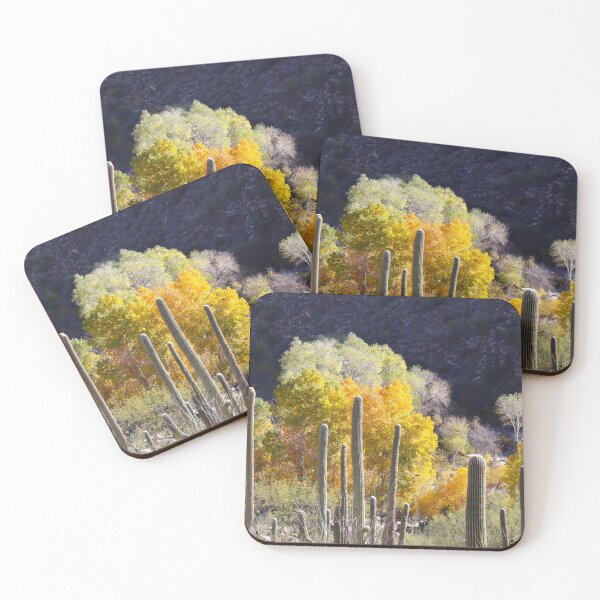 Item preview, Stunning Yellow Leaves And Saguaros  designed and sold by simonjayphotos.