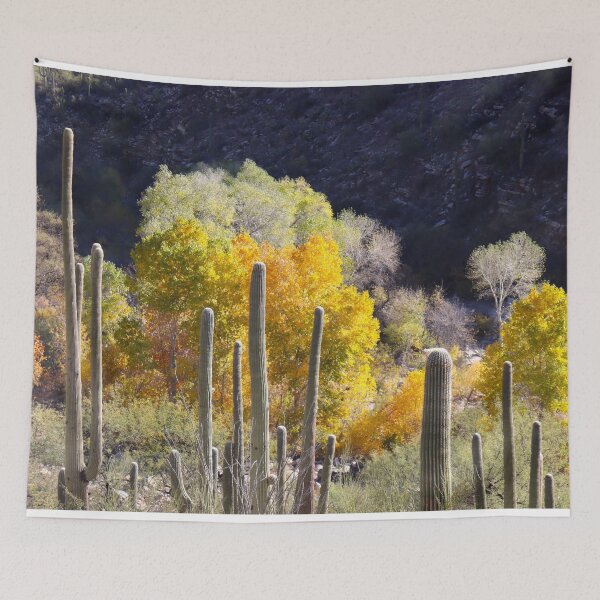 Item preview, Stunning Yellow Leaves And Saguaros  designed and sold by simonjayphotos.