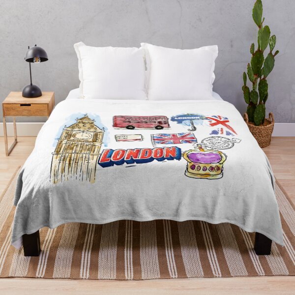 Item preview, London Icons Watercolor Art – Big Ben, Double-Decker Bus & Union Jack designed and sold by DesignArtist.ia.