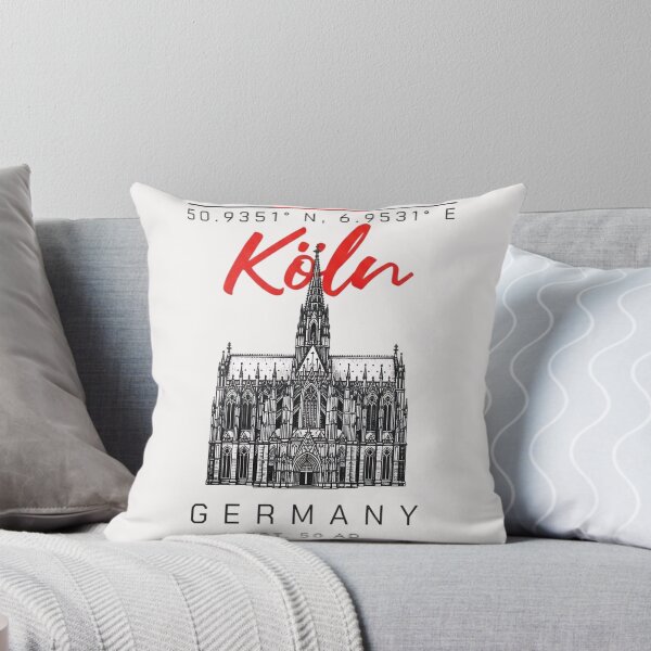 Artikelvorschau, Cologne Cathedral Kölner Dom Germany T-Shirt Design with Coordinates, Vintage Travel Souvenir, German City Landmark Art Print, Köln Germany Established 50 AD entworfen und verkauft von Elbstromstudio.
