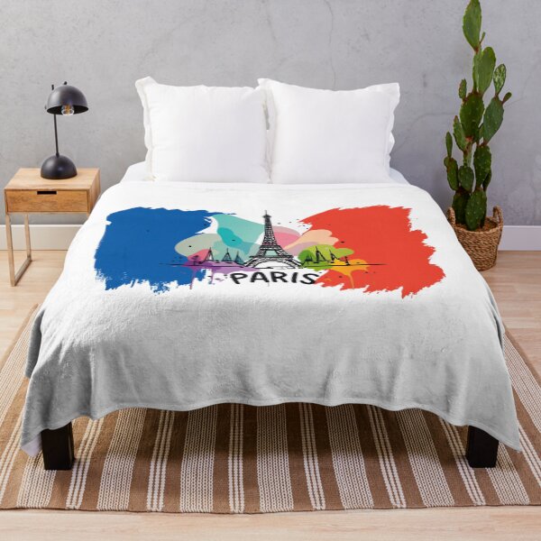 Item preview, Paris Watercolor Skyline Art – Eiffel Tower & French Flag Colors designed and sold by DesignArtist.ia.