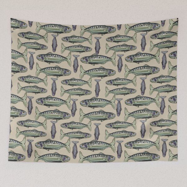 Item preview, Coastal Sand Mackerel Fish Pattern Seamless Ocean Design designed and sold by Almanzart.
