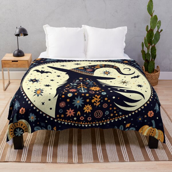 Item preview, Scandinavian Folk Art Witch – Moonlit Silhouette and Stars by heidiannemorris. designed and sold by FOLK ART FUSION by heidiannemorris.