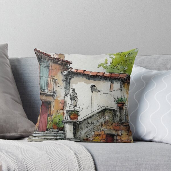 Item preview, Provencal Village Watercolor – Rustic Stone House and Staircase in France designed and sold by mliotard.