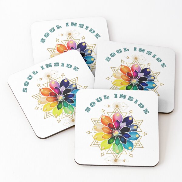 Item preview, Soul Inside. Colorful flower mandala with sacred geometry and golden elements for wealth and abundance designed and sold by HowAboutTee.