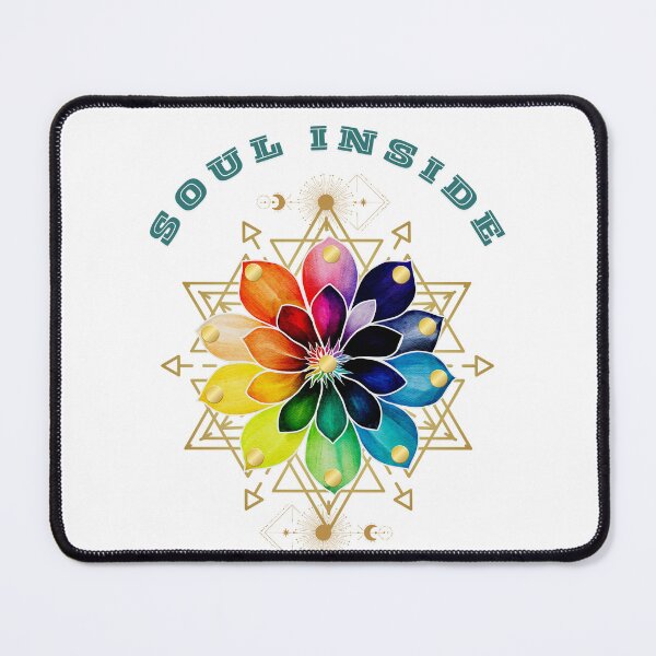 Item preview, Soul Inside. Colorful flower mandala with sacred geometry and golden elements for wealth and abundance designed and sold by HowAboutTee.