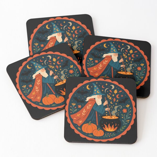 Item preview, Scandinavian Folk Art Wizard – Autumn Cauldron and Pumpkin Magic by heidiannemorris. designed and sold by FOLK ART FUSION by heidiannemorris.