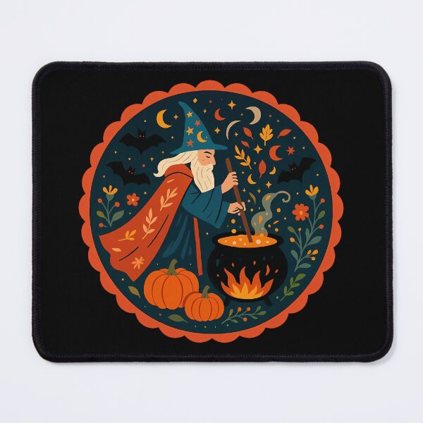 Item preview, Scandinavian Folk Art Wizard – Autumn Cauldron and Pumpkin Magic by heidiannemorris. designed and sold by FOLK ART FUSION by heidiannemorris.