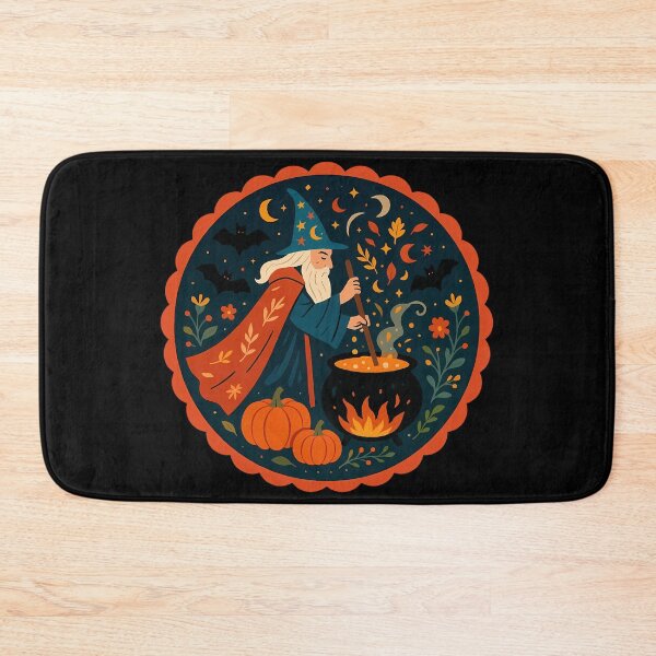 Item preview, Scandinavian Folk Art Wizard – Autumn Cauldron and Pumpkin Magic by heidiannemorris. designed and sold by FOLK ART FUSION by heidiannemorris.