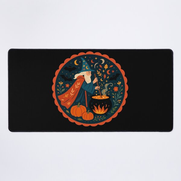 Item preview, Scandinavian Folk Art Wizard – Autumn Cauldron and Pumpkin Magic by heidiannemorris. designed and sold by FOLK ART FUSION by heidiannemorris.