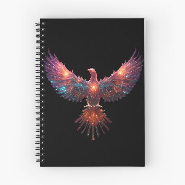 Item preview, Cyberpunk Sci-Fi Phoenix with Neon Circuitry Wings and Holographic Flames designed and sold by PrismRobby.