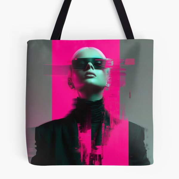 Item preview, Surreal Neon Glitch Fashion Model Portrait designed and sold by TheColorKey.
