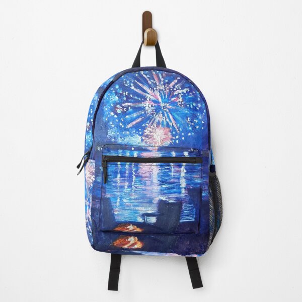 Item preview, Fourth of July Fireworks on the Lake - Oil Painting Impressionist designed and sold by larrypnts.