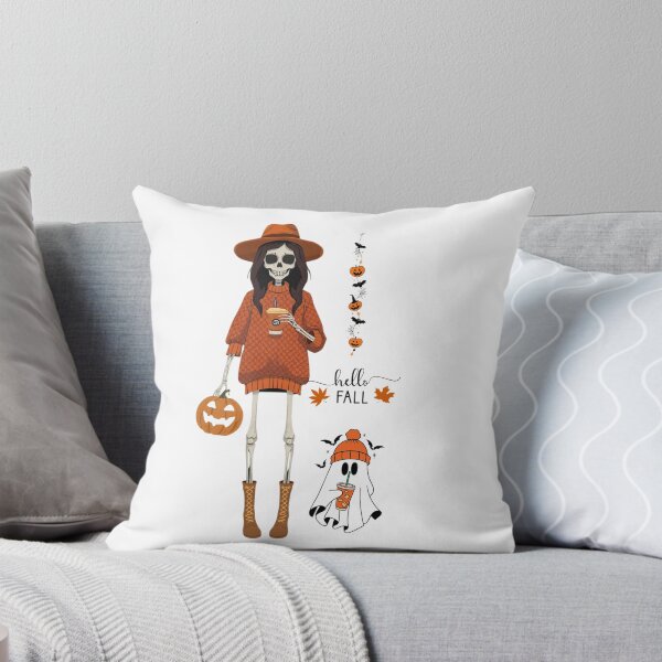 Item preview, A stylish skeleton girl sipping pumpkin coffee. Happy Halloween! IV designed and sold by YvkafromPoland.