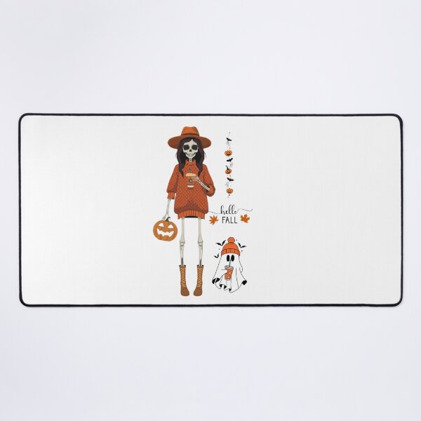 Item preview, A stylish skeleton girl sipping pumpkin coffee. Happy Halloween! IV designed and sold by YvkafromPoland.