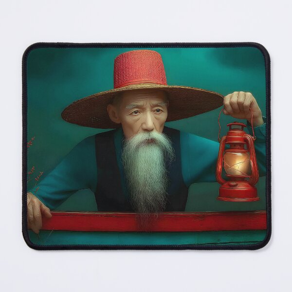 Item preview, Elderly Man with Lantern in a Mystical Boat Scene designed and sold by Artessie.