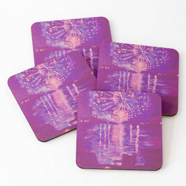 Item preview, Magenta Fourth of July Fireworks on the Lake - Oil Painting Impressionist designed and sold by larrypnts.