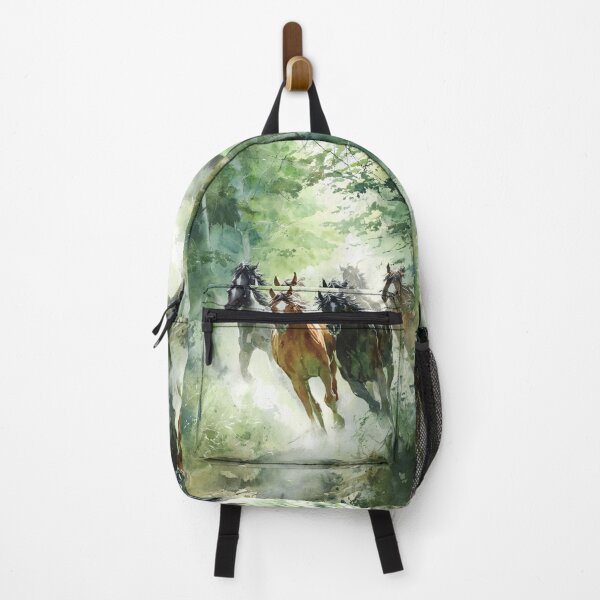 Item preview, A group of wild mustangs galloping through a sun-dappled forest Horses in Motion designed and sold by CDC40.